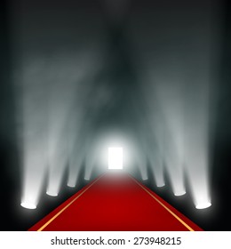 Light at the end of the corridor. Vector image.