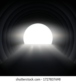 Light at the end of the tunnel. Concept of illustration of hope and way out of crisis. Editable Vector Illustration