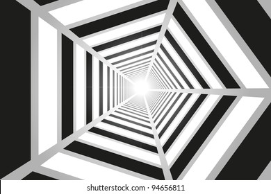 Light in the end of the tunnel | Optical illusion. Vector illustration.