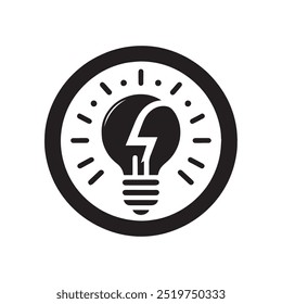 Light energy bulb icon on white background