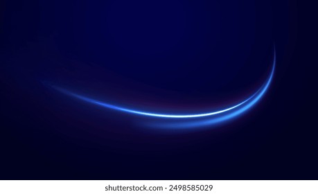 Light everyday glowing effect. High speed motion blur light effects at night, blue line. Semicircular wave, light trail curve swirl, optical fiber incandescent png. Bright sparkling background vector.