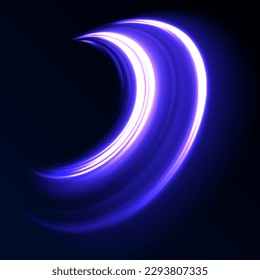 Light everyday glowing effect. semicircular wave, light trail curve swirl, car headlights, incandescent optical fiber.	
