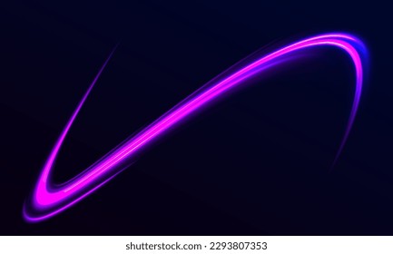 Light everyday glowing effect. semicircular wave, light trail curve swirl, car headlights, incandescent optical fiber.	