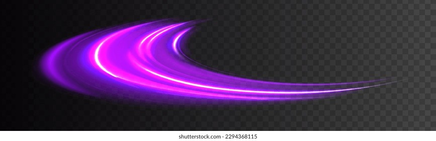 Light everyday glowing effect. semicircular wave, light trail curve swirl, car headlights, incandescent optical fiber.	