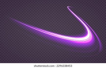 Light everyday glowing effect. semicircular wave, light trail curve swirl, car headlights, incandescent optical fiber.	