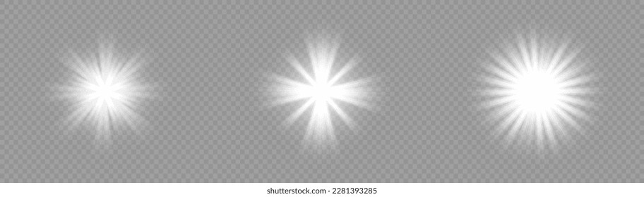 light exclusive use lens flash light effect.Big Collection Realistic white Scene illumination. Special effects on transparent background. Vector illustration
