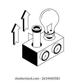 Light experiment icon creatively designed in isometric outline style