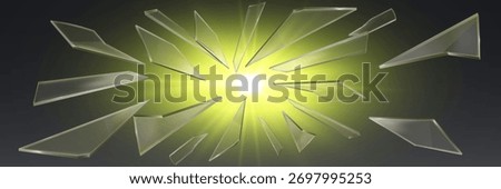 Light explosion of light with glass fragments and particles.