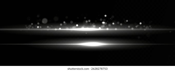 Light explosion with white glow flare and streak sparkles through space as spotlight shines in dark background with line beam glitter motion vector