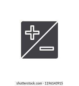 Light exposure vector icon. filled flat sign for mobile concept and web design. Plus minus button simple solid icon. Symbol, logo illustration. Pixel perfect vector graphics