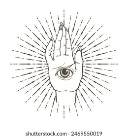 light eye hand tattoo illustration design