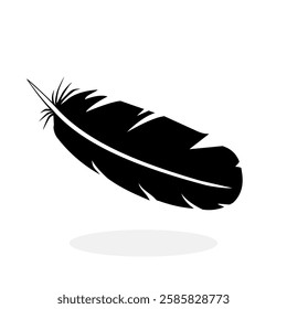 Light Falling Bird Feather - Black Silhouette illustration Icon Vector