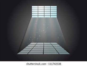 light falling from the window in the dark room