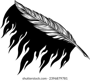 Light feather outline icon illustration isolated on white background