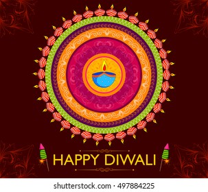 Light festival of India Happy Diwali celebration background in vector