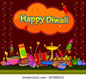 Light Festival of India Happy Diwali celebration background in vector