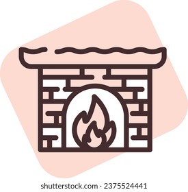Chimenea clara, ilustración o icono, vector sobre fondo blanco.