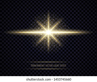Light flare effect isolated on transparent background. Lens flare, sparkles, bokeh, shining star with rays concept. Abstract luminous explosion.