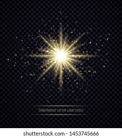 Light flare effect isolated on transparent background. Lens flare, sparkles, bokeh, shining star with rays concept. Abstract luminous explosion.