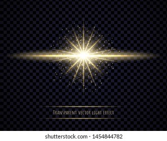 Light flare effect isolated on transparent background. Lens flare, sparkles, bokeh, shining star with rays concept. Abstract luminous explosion.