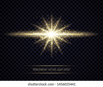 Light flare effect isolated on transparent background. Lens flare, sparkles, bokeh, shining star with rays concept. Abstract luminous explosion.