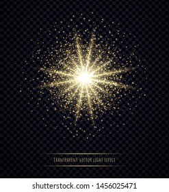Light flare effect isolated on transparent background. Lens flare, sparkles, bokeh, shining star with rays concept. Abstract luminous explosion.