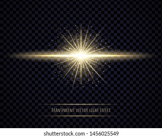 Light flare effect isolated on transparent background. Lens flare, sparkles, bokeh, shining star with rays concept. Abstract luminous explosion.