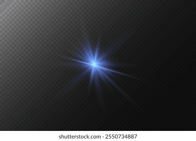 Light flare with the effect of light and rays. On a transparent background.