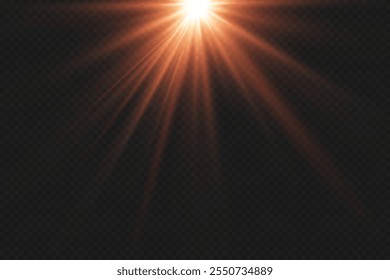 Light flare with the effect of light and rays. On a transparent background.