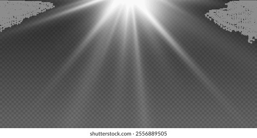 Light flare with the effect of light and rays. On a transparent background.