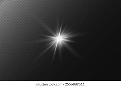 Light flare with the effect of light and rays. On a transparent background.