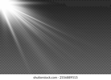 Light flare with the effect of light and rays. On a transparent background.