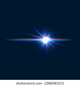 Efecto de destello luminoso, brillo brillante o haz de destello estrella, fondo vectorial. Brillante brillante brillante brillante brillante brillante brillante brillante o brillo mágico de la lente de la explosión de la luz estrellada o ráfaga de rayos, chispa energética en el cielo espacial