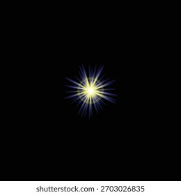 Light flare effect with transparent background. Glowing Light Starburst 