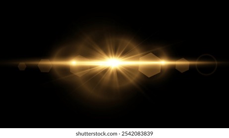 Light flare, Glowing light explodes. Light ray. shining sun, bright flash. Special lens flare light effect.  Stock royalty free vector illustration. PNG
