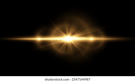 Light flare, Glowing light explodes. Light ray. shining sun, bright flash. Special lens flare light effect.  Stock royalty free vector illustration. PNG
