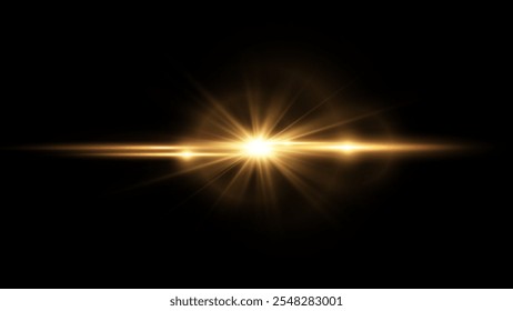 Light flare, Glowing light explodes. Light ray. shining sun, bright flash. Special lens flare light effect.  Stock royalty free vector illustration. PNG
