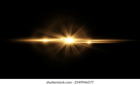 Light flare, Glowing light explodes. Light ray. shining sun, bright flash. Special lens flare light effect.  Stock royalty free vector illustration. PNG
