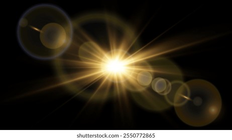 Light flare, Glowing light explodes. Light ray. shining sun, bright flash. Special lens flare light effect.  Stock royalty free vector illustration. PNG
