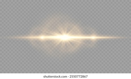 Light flare, Glowing light explodes. Light ray. shining sun, bright flash. Special lens flare light effect.  Stock royalty free vector illustration. PNG
