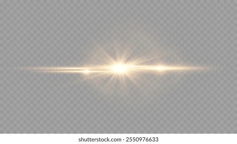 Light flare, Glowing light explodes. Light ray. shining sun, bright flash. Special lens flare light effect.  Stock royalty free vector illustration. PNG
