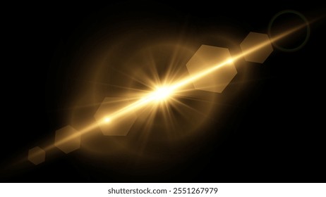 Light flare, Glowing light explodes. Light ray. shining sun, bright flash. Special lens flare light effect.  Stock royalty free vector illustration. PNG
