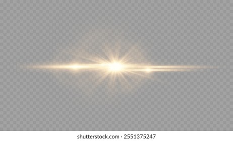 Light flare, Glowing light explodes. Light ray. shining sun, bright flash. Special lens flare light effect.  Stock royalty free vector illustration. PNG
