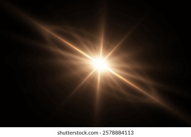 Light flare, Glowing light explodes. Light ray. shining sun, bright flash. Special lens flare light effect. Stock royalty free vector illustration. PNG