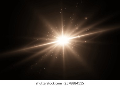 Light flare, Glowing light explodes. Light ray. shining sun, bright flash. Special lens flare light effect. Stock royalty free vector illustration. PNG