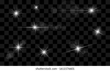 Light flare realistic sparkles vector set