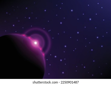 Light flare shining on planet around the stars.