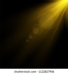 Light flare special effect with rays of light and magic sparkles. Glow transparent vector light effect set, explosion, glitter, spark, sun flash.