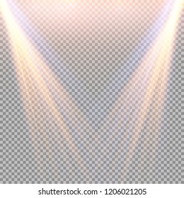 Light flare special effect with rays of light and magic sparkles. Glow transparent vector light effect set, explosion, glitter, spark, sun flash.