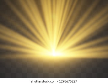 Light flare special effect with rays of light and magic sparkles. Glow transparent vector light effect set, explosion, glitter, spark, sun flash.